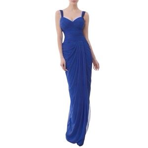 Phistic Blue Chiffon Gown Ruched Sweetheart Neckline Cocktail Dress Size 14